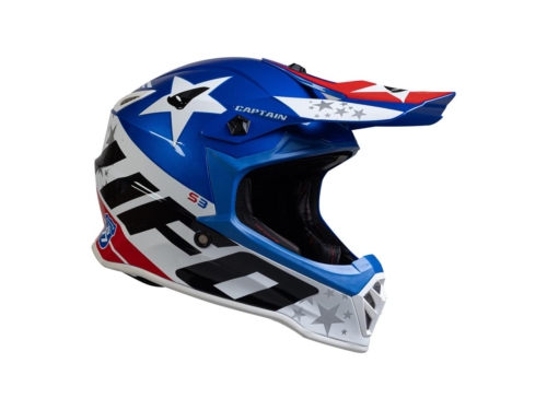 Casco Cross Infantil Ufo azul blanco rojo 5