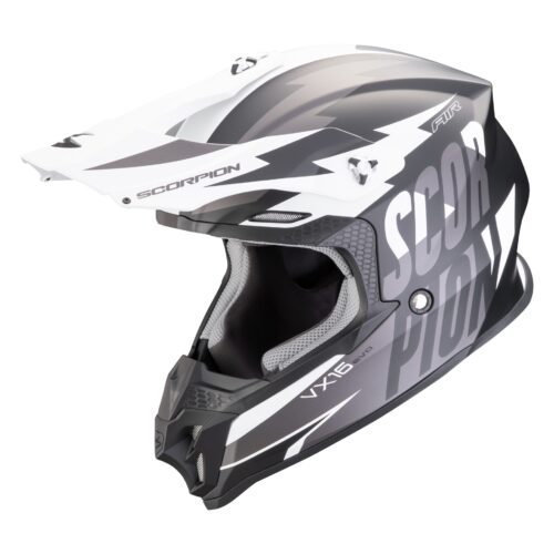 Casco Cross Scorpion VX-16 Slanter Negro Mate y plata