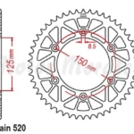 corona ktm color negro aluminio MEDIDAS