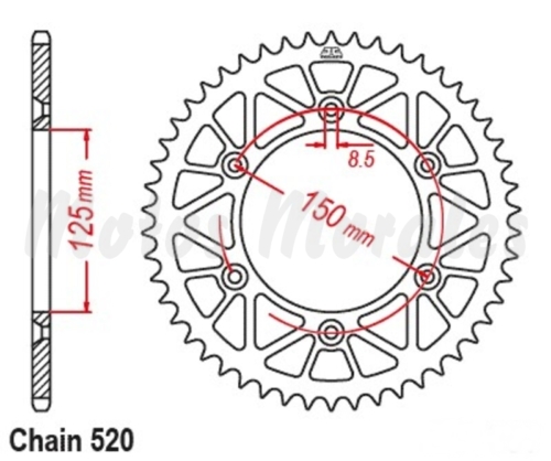 corona ktm color negro aluminio MEDIDAS