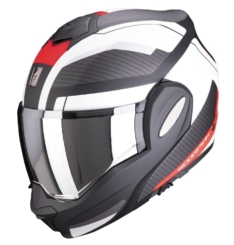Casco Scorpion Exo-Tech Trap en negro mate, rojo y blanco